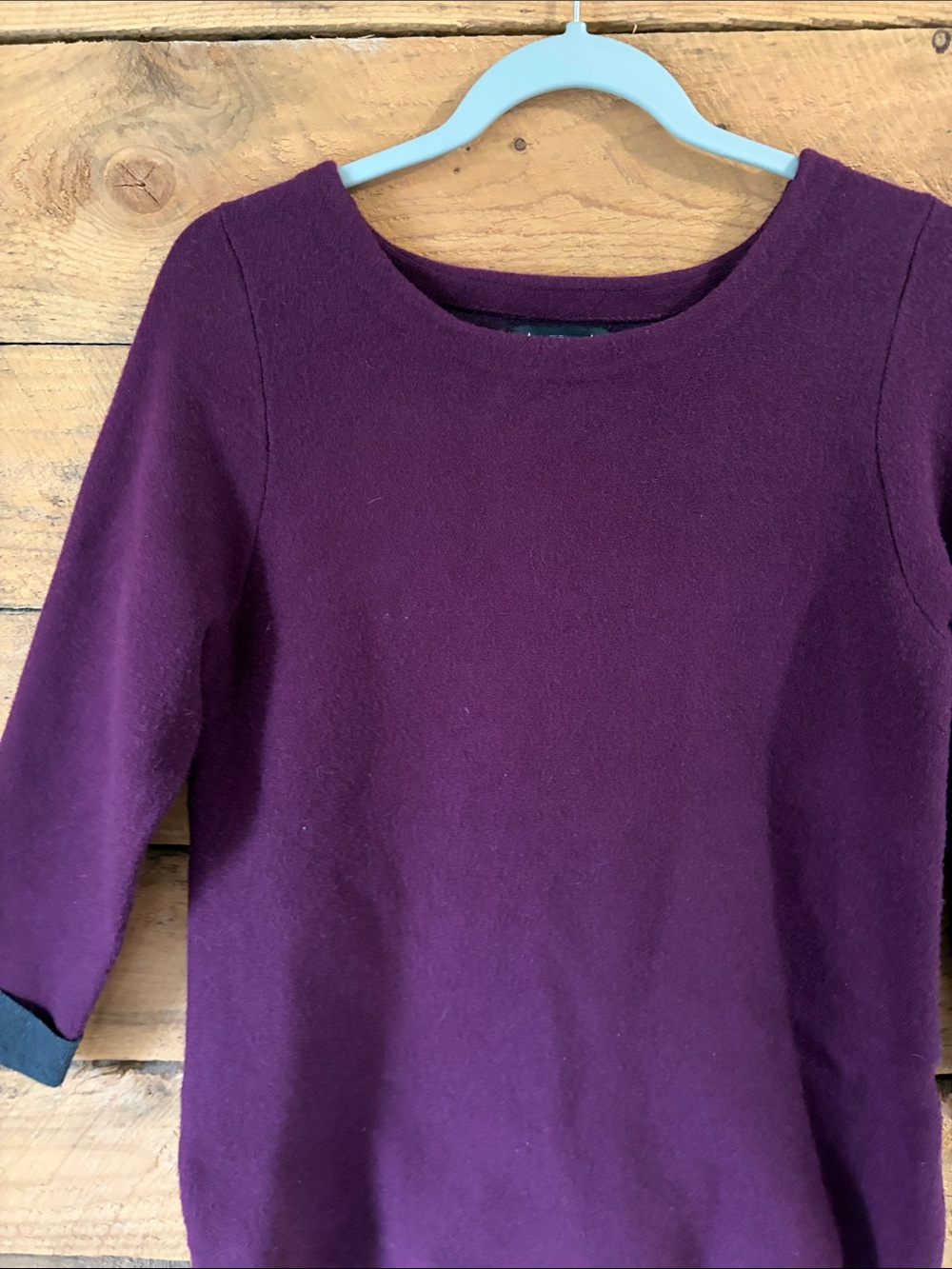 Nanette Lepore Deep Plum Scoop Neck Sweater Wool blend